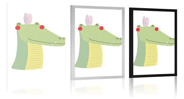 Plakat slatki krokodil s perjem