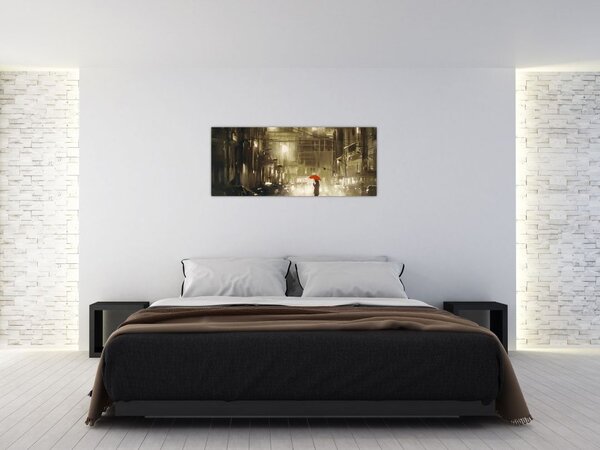 Slika - Ženska v deževni noči (120x50 cm)