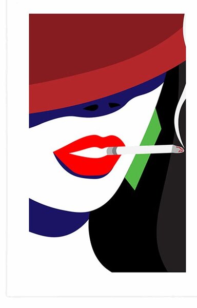 Plakat s paspartuom žena u šeširu u pop-art stilu