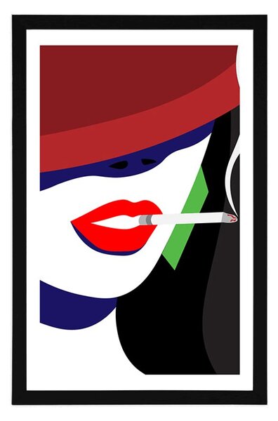 Plakat s paspartuom žena u šeširu u pop-art stilu