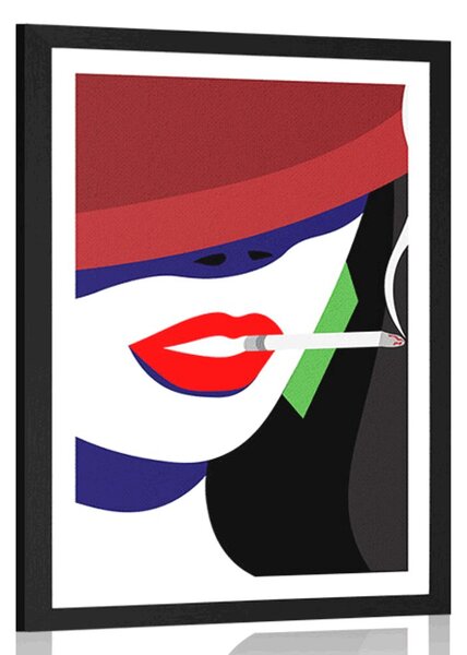 Plakat s paspartuom žena u šeširu u pop-art stilu
