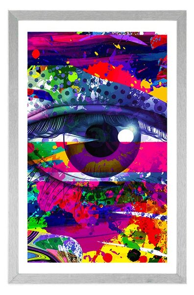 Plakat s paspartuom ljudsko oko u pop-art stilu