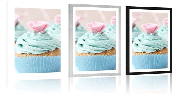 Plakat s paspartuom šareni slatki cupcakes