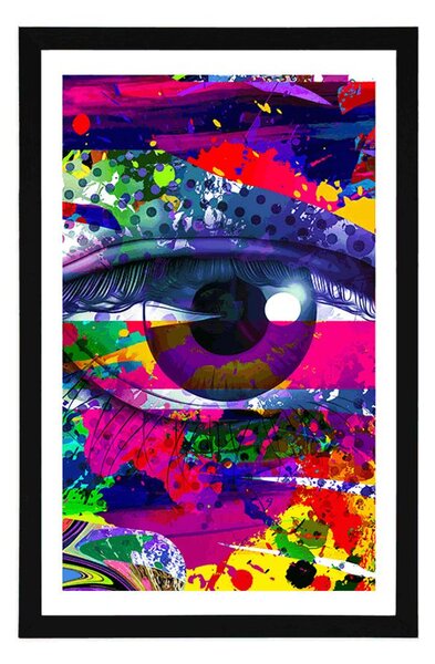 Plakat s paspartuom ljudsko oko u pop-art stilu