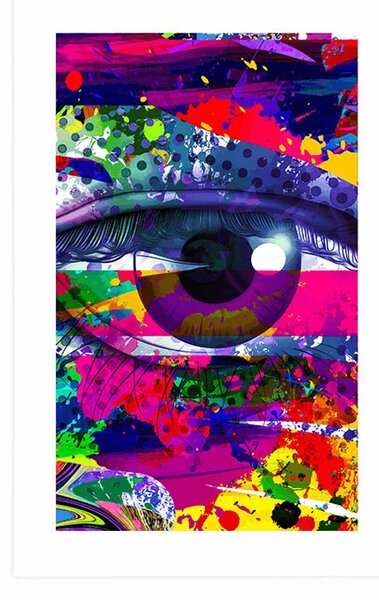 Plakat s paspartuom ljudsko oko u pop-art stilu