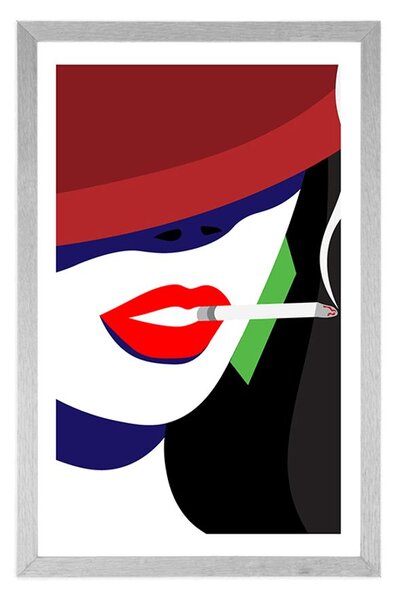 Plakat s paspartuom žena u šeširu u pop-art stilu