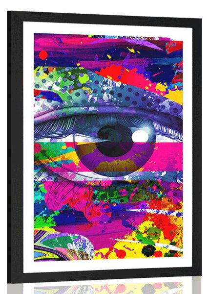 Plakat s paspartuom ljudsko oko u pop-art stilu