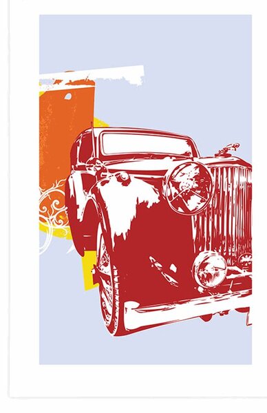 Plakat s paspartuom retro automobil s apstrakcijom