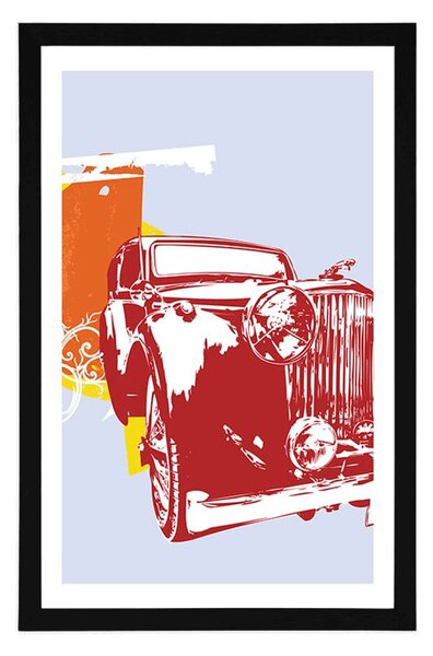 Plakat s paspartuom retro automobil s apstrakcijom