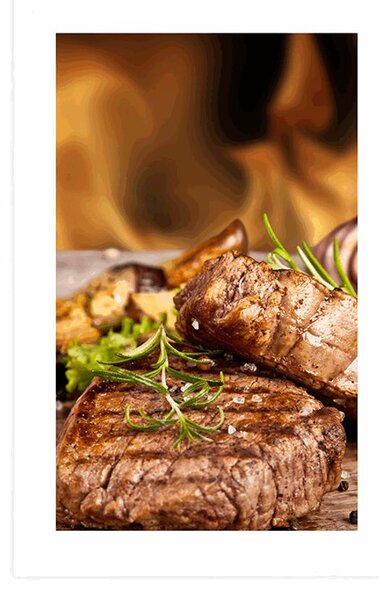 Plakat s paspartuom goveđi steak na žaru