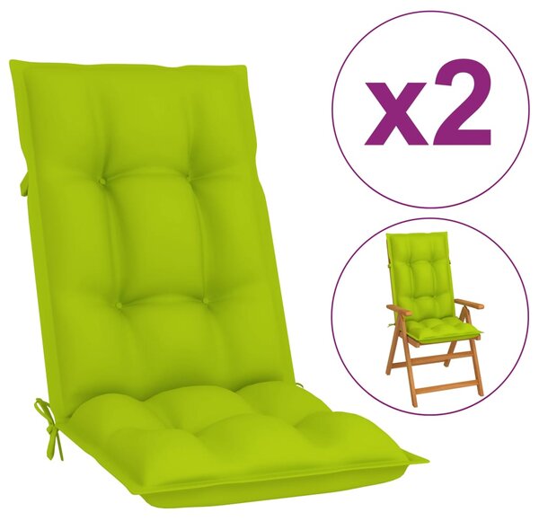 VidaXL Jastuci za vrtne stolice 2 kom jarko zeleni 120 x 50 x 7 cm