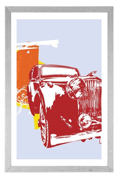 Plakat s paspartuom retro automobil s apstrakcijom