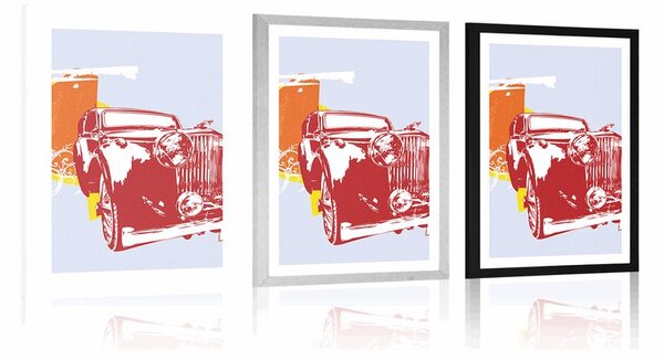 Plakat s paspartuom retro automobil s apstrakcijom