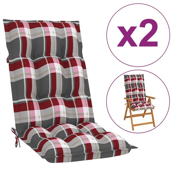 VidaXL Jastuci za vrtne stolice 2 kom crveni karirani 120 x 50 x 7 cm