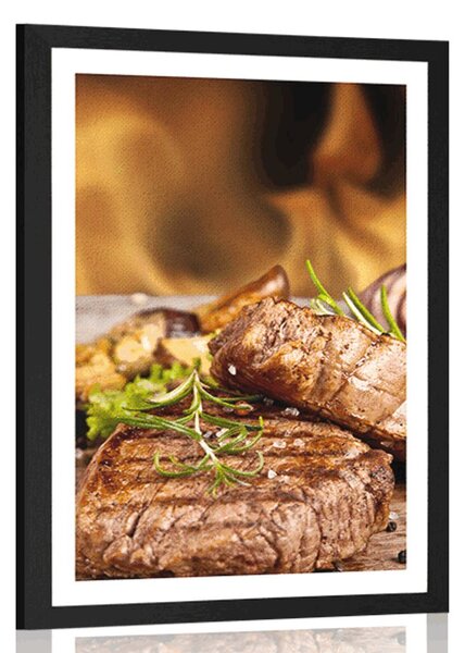 Plakat s paspartuom goveđi steak na žaru