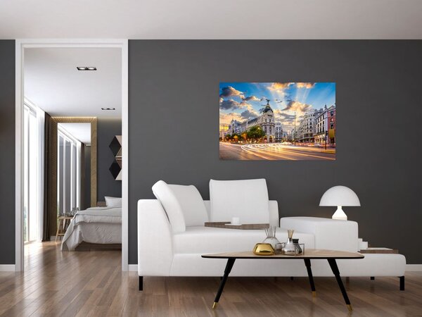 Slika - Calle Gran Vía, Madrid, Španija (90x60 cm)