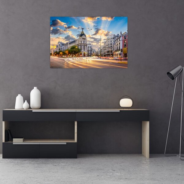 Slika - Calle Gran Vía, Madrid, Španija (90x60 cm)