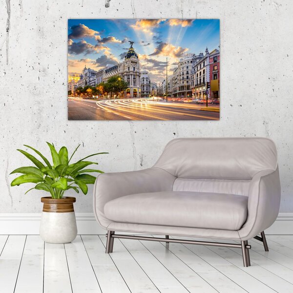 Slika - Calle Gran Vía, Madrid, Španija (90x60 cm)