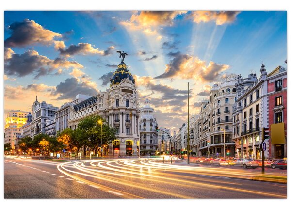 Slika - Calle Gran Vía, Madrid, Španija (90x60 cm)