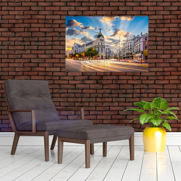 Slika - Calle Gran Vía, Madrid, Španija (90x60 cm)