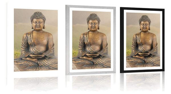 Plakat s paspartuom kip Buddhe u meditacijskom položaju