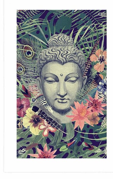 Plakat s paspartuom Buddha na egzotičnoj pozadini