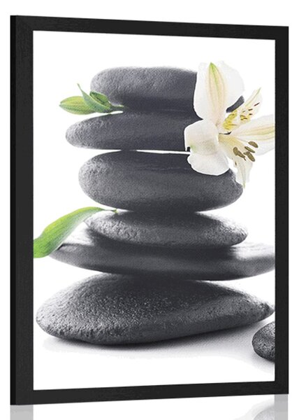 Plakat Zen kamenje s ljiljanom