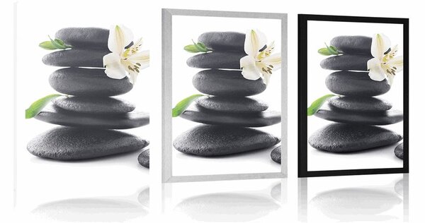 Plakat Zen kamenje s ljiljanom