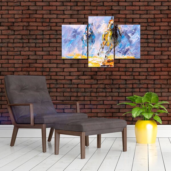 Slika bežečih konjev, oljna slika (90x60 cm)