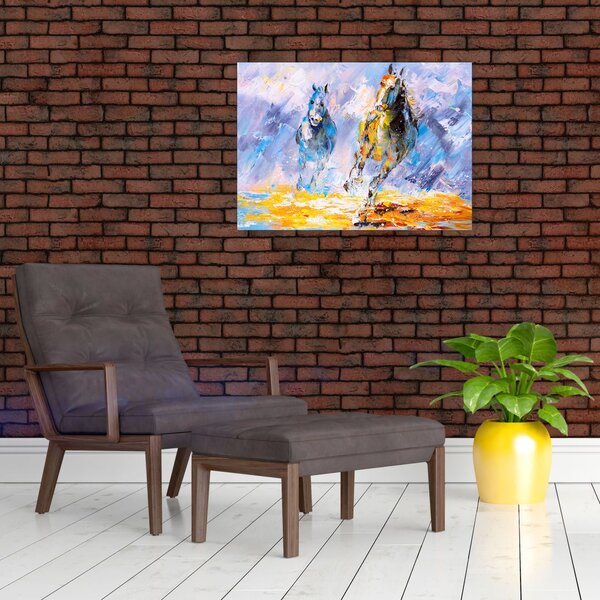 Slika bežečih konjev, oljna slika (70x50 cm)