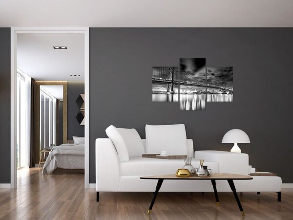 Slika - Most Benjamina Franklina, Philadelphia, črno-bela (90x60 cm)