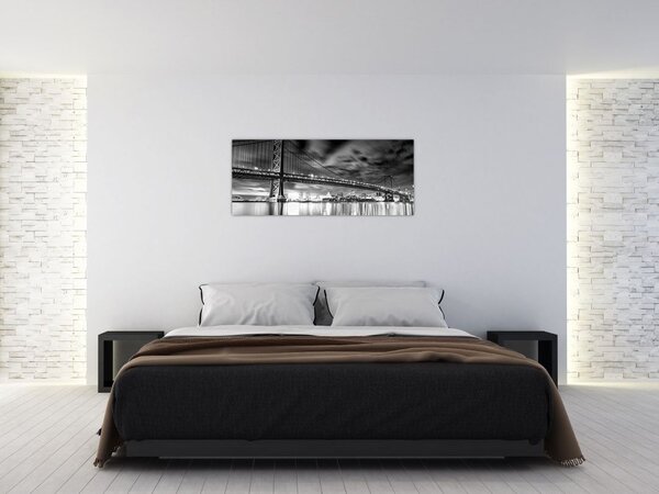 Slika - Most Benjamina Franklina, Philadelphia, črno-bela (120x50 cm)