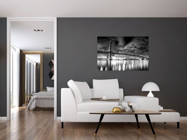 Slika - Most Benjamina Franklina, Philadelphia, črno-bela (90x60 cm)