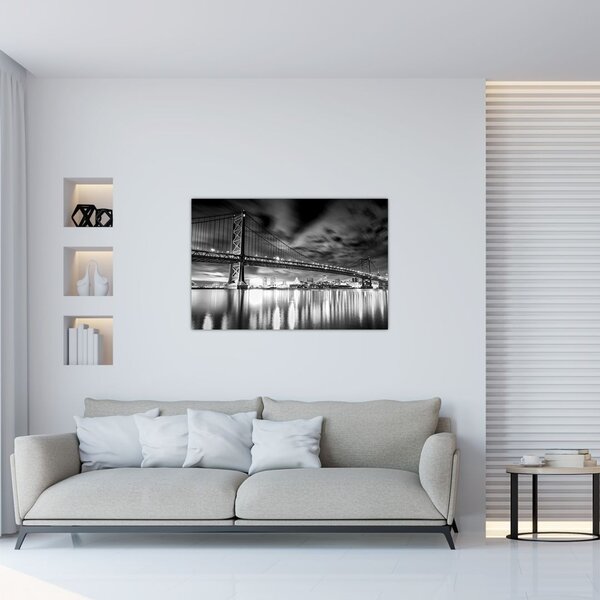 Slika - Most Benjamina Franklina, Philadelphia, črno-bela (90x60 cm)