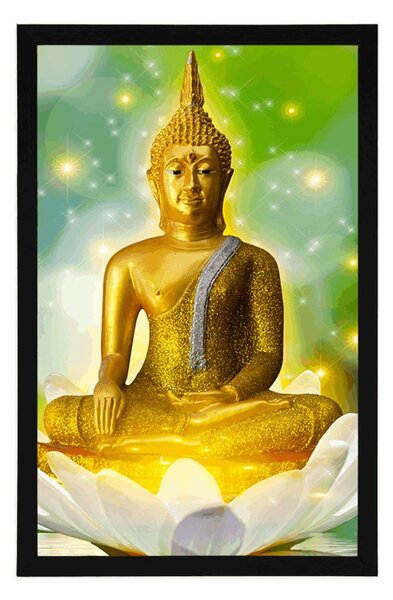 Plakat zlatni Buddha na lotosovom cvijetu