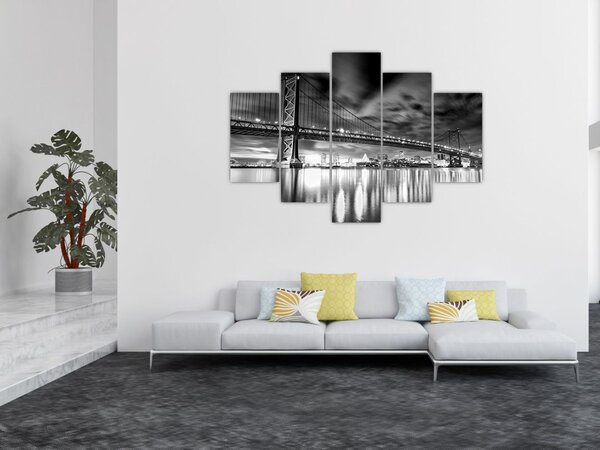 Slika - Most Benjamina Franklina, Philadelphia, črno-bela (150x105 cm)