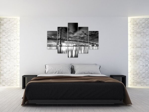 Slika - Most Benjamina Franklina, Philadelphia, črno-bela (150x105 cm)