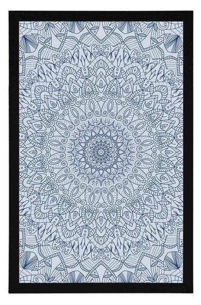 Plakat detaljna ukrasna Mandala u plavoj boji