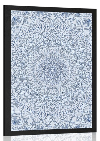 Plakat detaljna ukrasna Mandala u plavoj boji