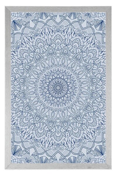 Plakat detaljna ukrasna Mandala u plavoj boji