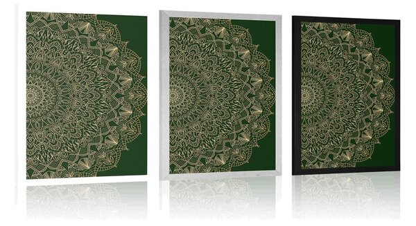 Plakat detaljna ukrasna Mandala u zelenoj boji
