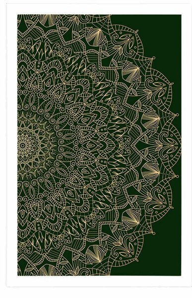 Plakat detaljna ukrasna Mandala u zelenoj boji