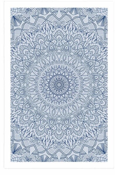 Plakat detaljna ukrasna Mandala u plavoj boji
