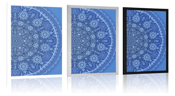 Plakat ukrasna Mandala s čipkom u plavoj boji