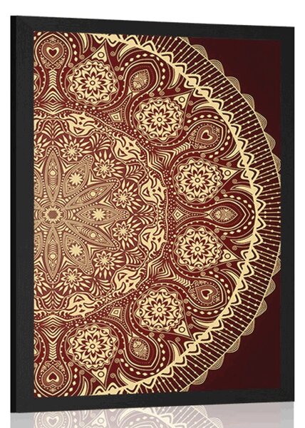 Plakat ukrasna Mandala s čipkom u bordo boji