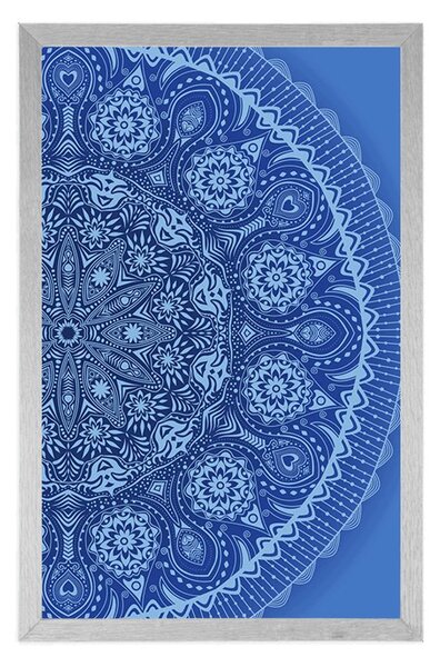 Plakat ukrasna Mandala s čipkom u plavoj boji