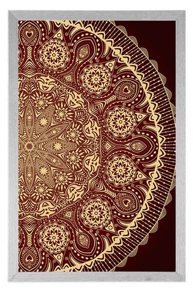 Plakat ukrasna Mandala s čipkom u bordo boji