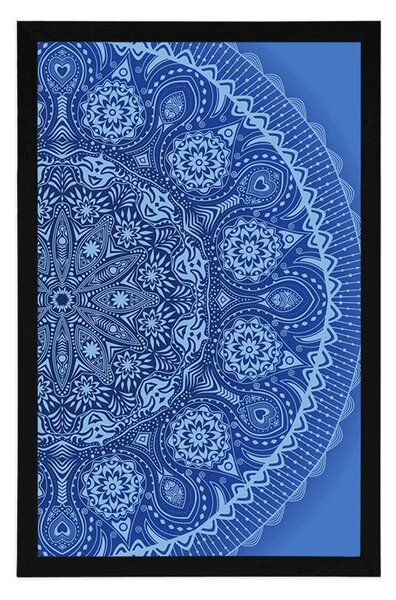 Plakat ukrasna Mandala s čipkom u plavoj boji