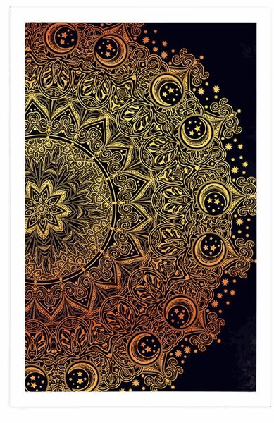 Plakat zlatna orijentalna Mandala
