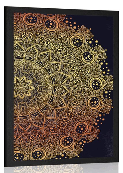 Plakat zlatna orijentalna Mandala